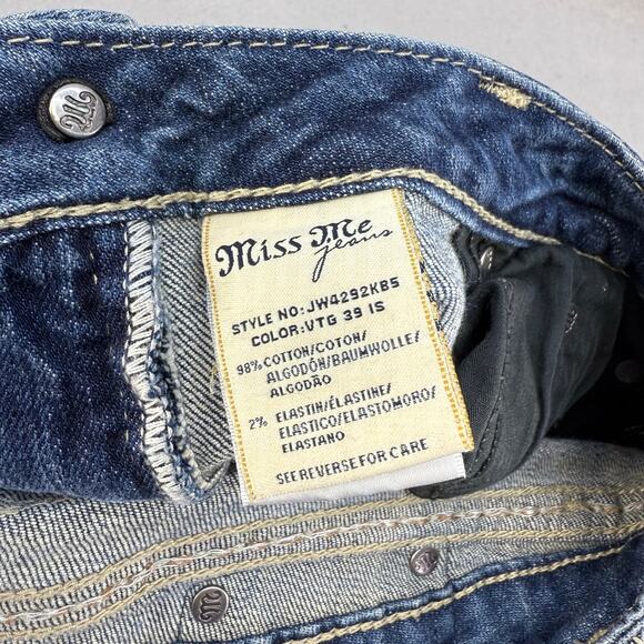 Miss Me Jeans Women's 33 (16) Blue Boot Cut Cow Print Western Preppy Blingy - Picture 5 of 15